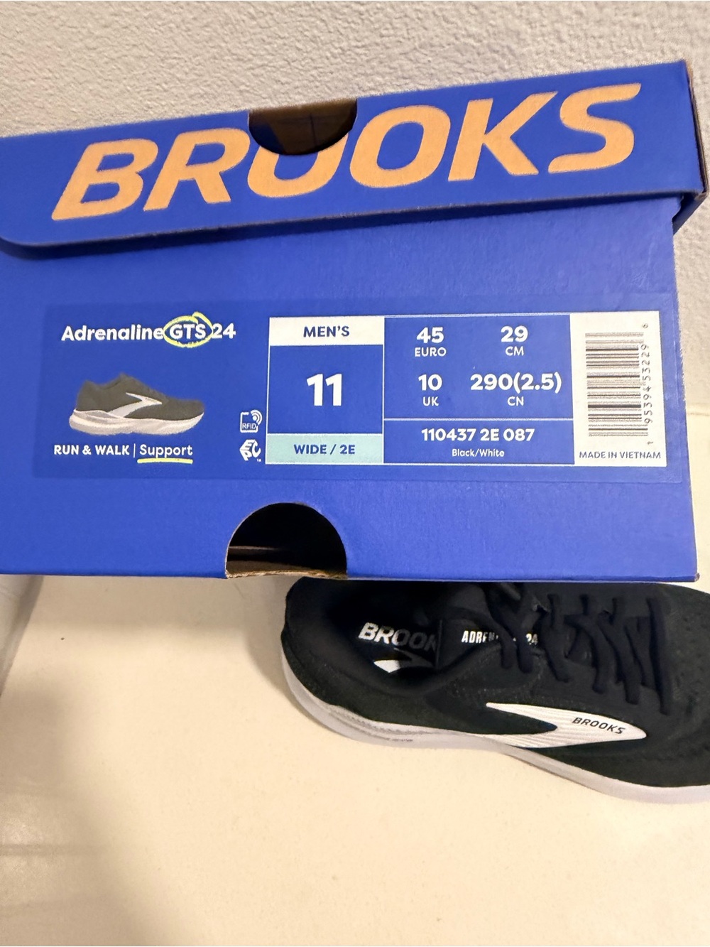 Brooks Black and White Men's Running Shoe Gts 24 - Picture 4 of 4
